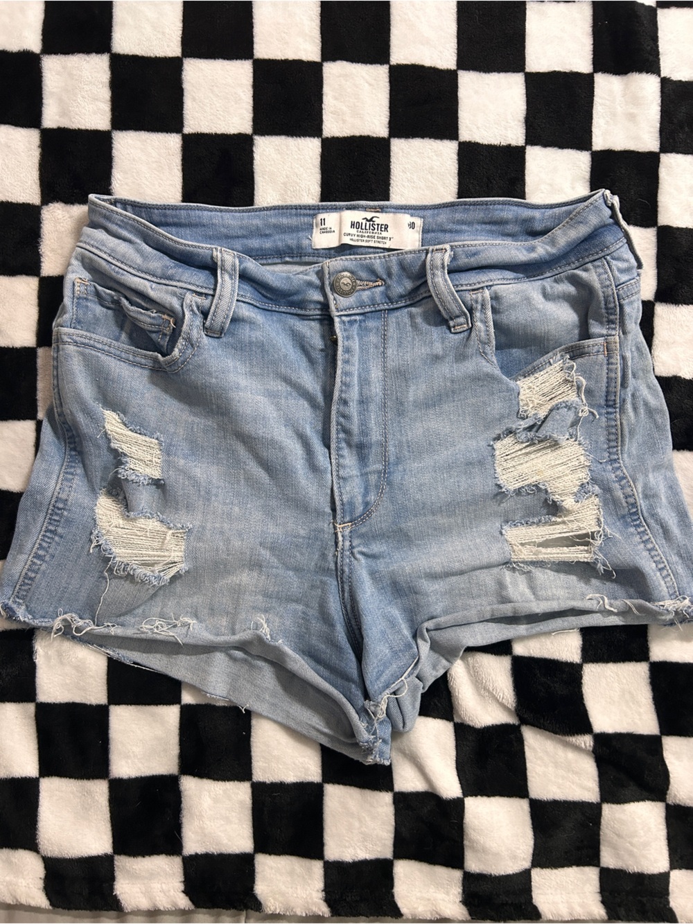 Hollister Light Blue Distressed Jean Shorts